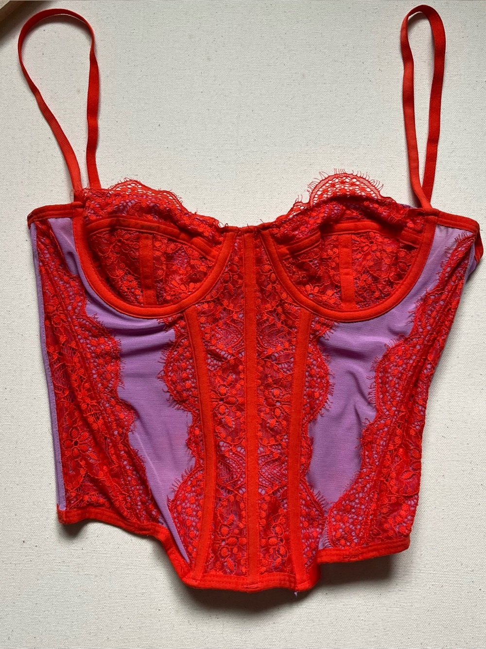 Red Lace Bustier Corset Top - Women Intimates